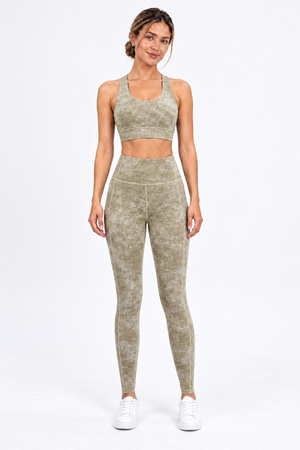 WEARHUB Nylon-Spandex Washed-Finish Active Tank — Washed Light Khaki, front view