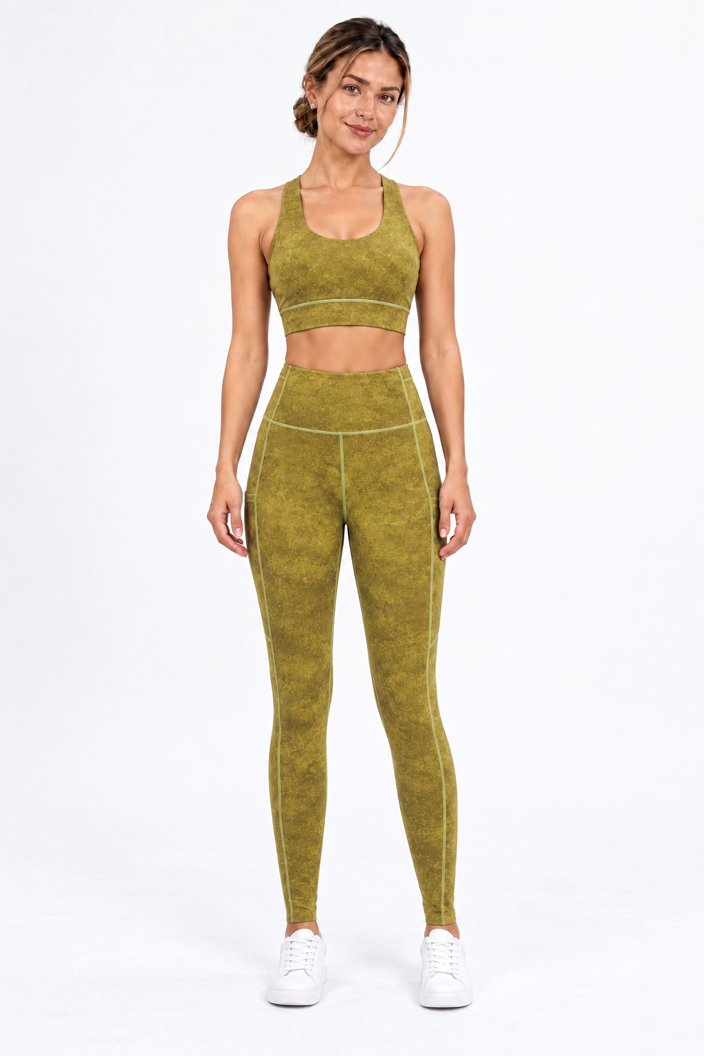 WEARHUB Nylon-Spandex Washed-Finish Active Tank — Washed Lime, front view