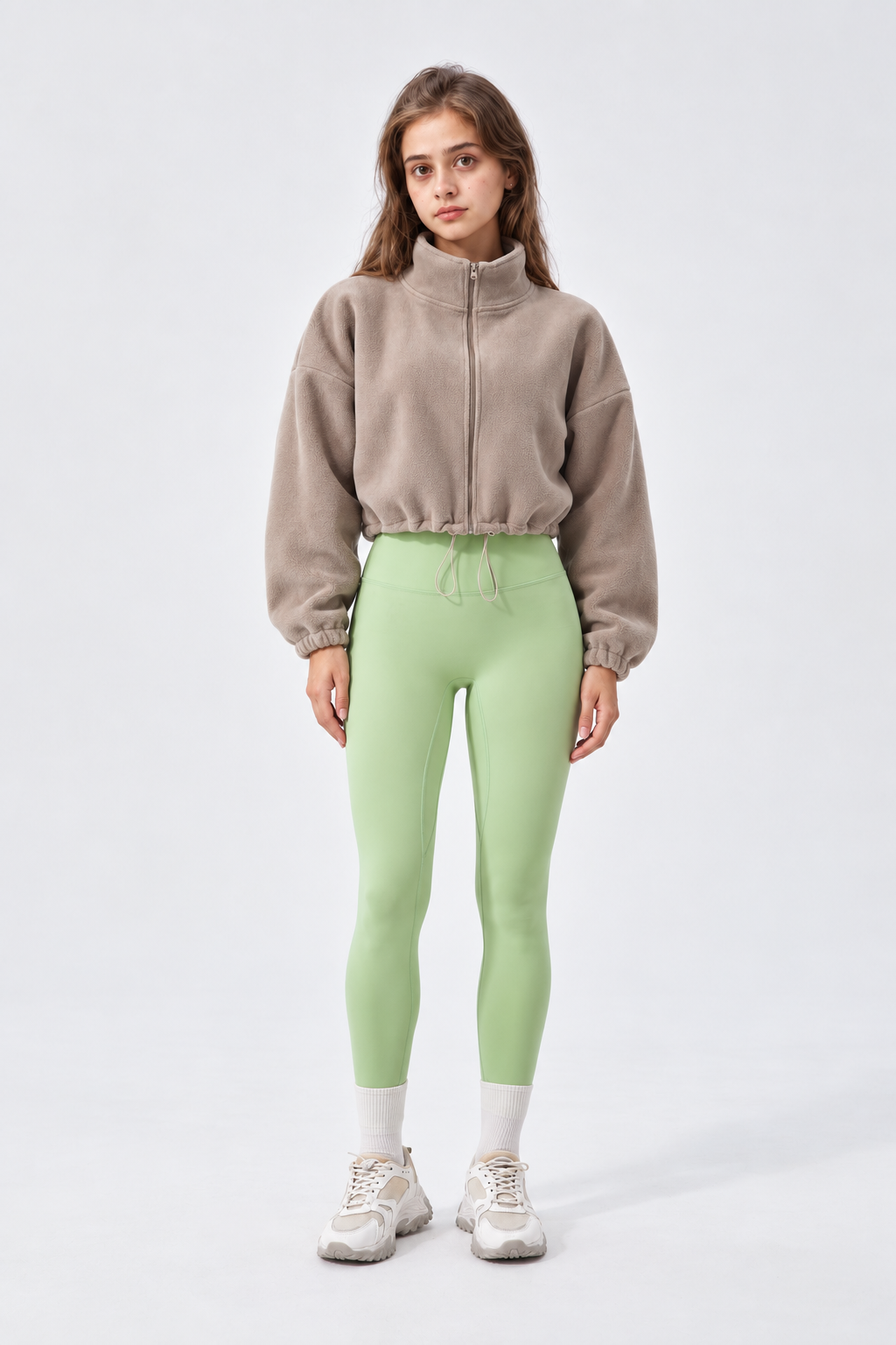 WEARHUB Nylon-Spandex Stretch Active Jacket — Mocha Brown, front view