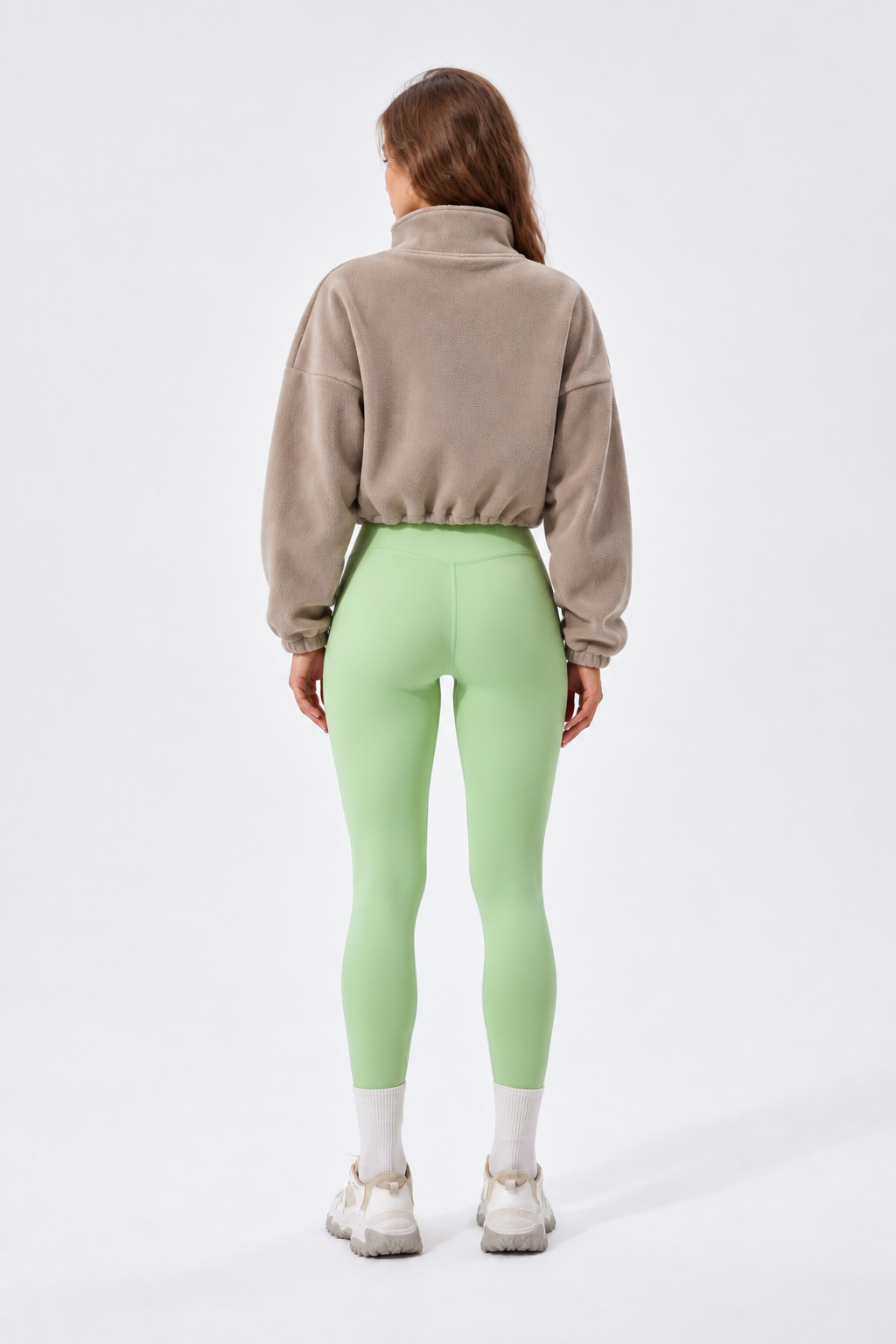 WEARHUB Nylon-Spandex Stretch Active Jacket — Mocha Brown, back view