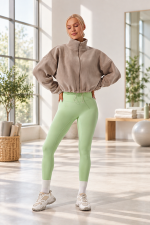WEARHUB Nylon-Spandex Stretch Active Jacket — Mocha Brown, lifestyle view