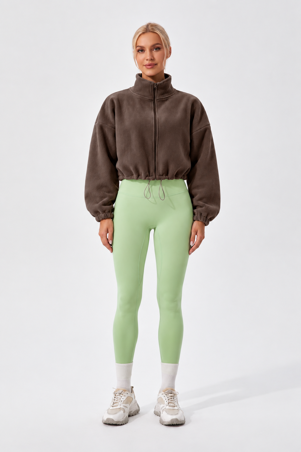 WEARHUB Nylon-Spandex Stretch Active Jacket — Dark Brown, front view