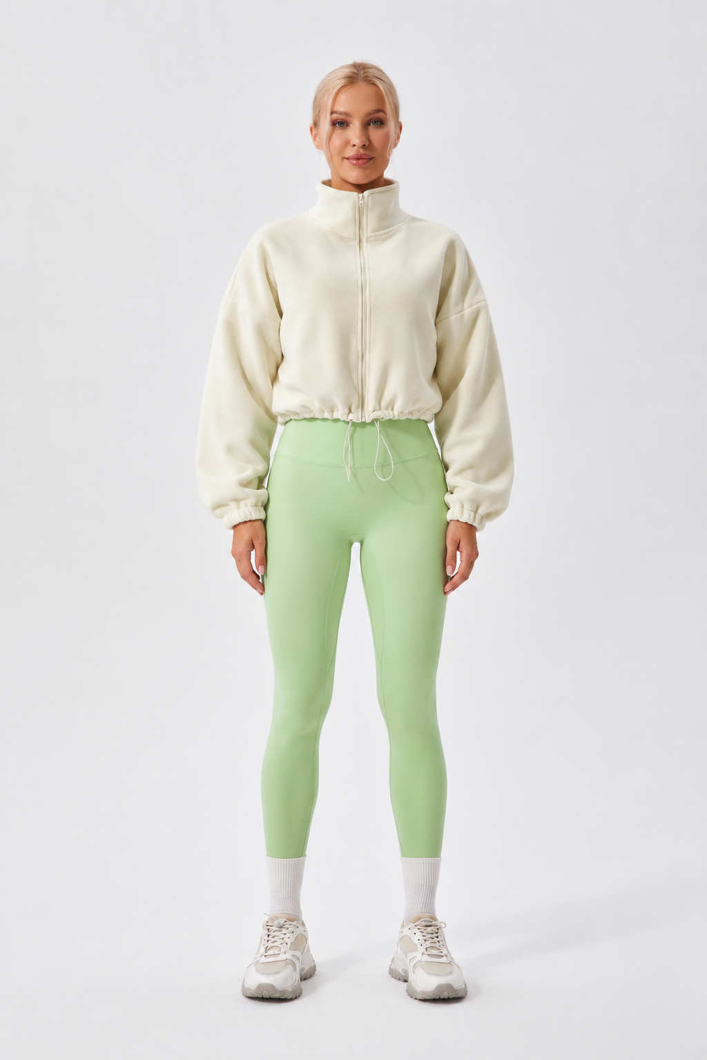 WEARHUB Nylon-Spandex Stretch Active Jacket — Off-White, front view