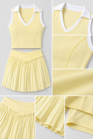 WEARHUB Nylon-Spandex Stretch Active Tank — Light Yellow, fabric and stitching detail
