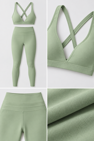 WEARHUB Nylon-Spandex Stretch Active Pants — Light Sage Green, fabric and stitching detail