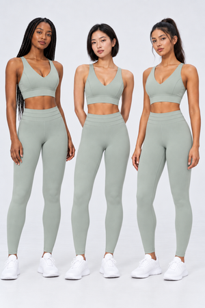 WEARHUB Nylon-Spandex Stretch Active Pants — Light Sage Green, on multiple models