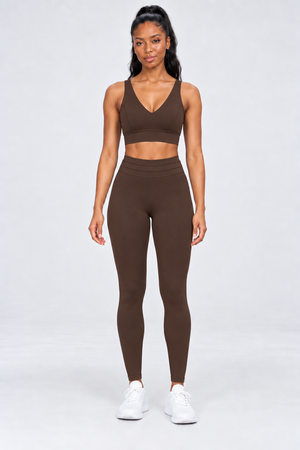 WEARHUB Nylon-Spandex Stretch Active Pants — Dark Brown, front view