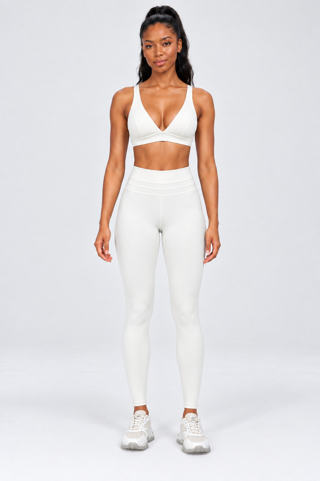 WEARHUB Nylon-Spandex Stretch Active Pants — Off-White, front view