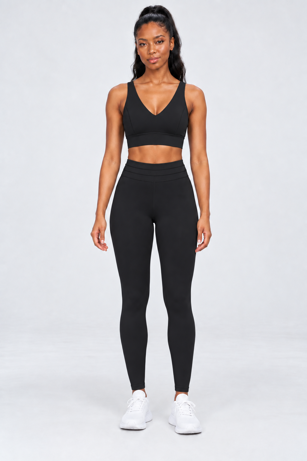 WEARHUB Nylon-Spandex Stretch Active Pants — Black, front view