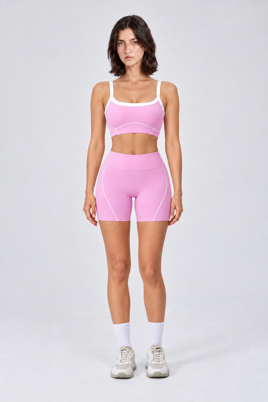 WEARHUB Nylon-Spandex Stretch Sports Bra — Pink, front view