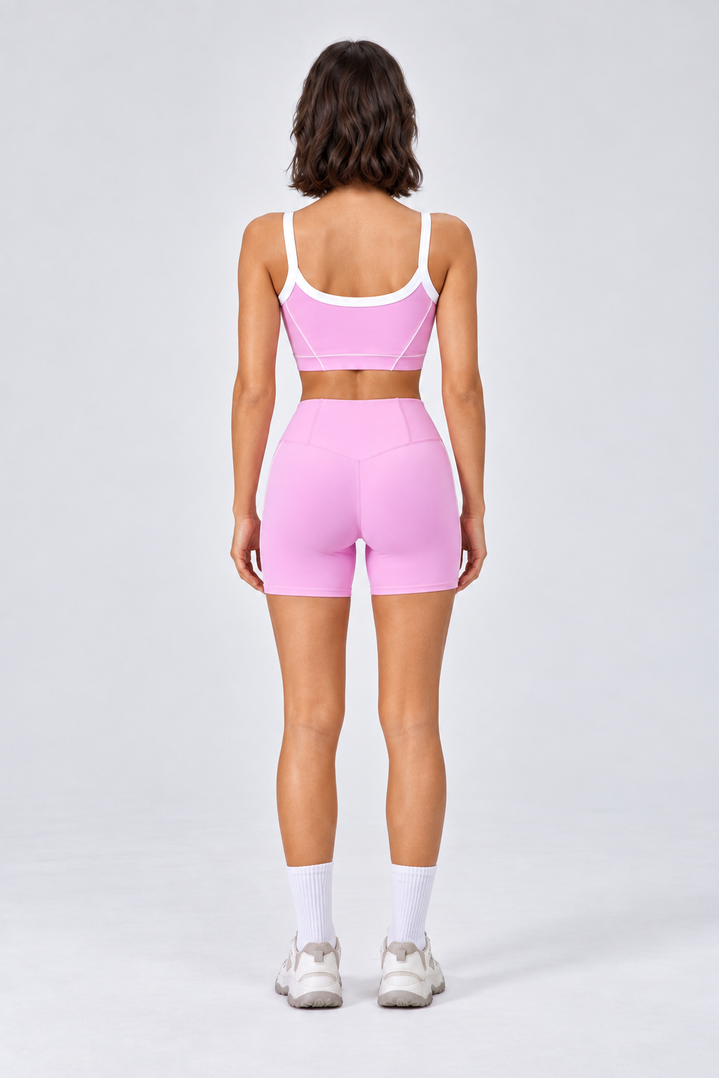 WEARHUB Nylon-Spandex Stretch Sports Bra — Pink, back view