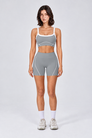 WEARHUB Nylon-Spandex Stretch Sports Bra — Grey, front view