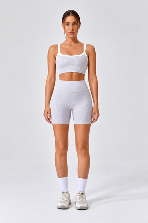 WEARHUB Nylon-Spandex Stretch Sports Bra — White, front view