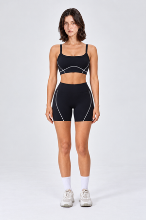 WEARHUB Nylon-Spandex Stretch Sports Bra — Black, front view