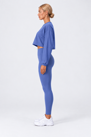 WEARHUB Nylon-Spandex Stretch Long-Sleeve Active Top — Grey Blue, side view