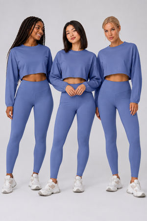 WEARHUB Nylon-Spandex Stretch Long-Sleeve Active Top — Grey Blue, on multiple models