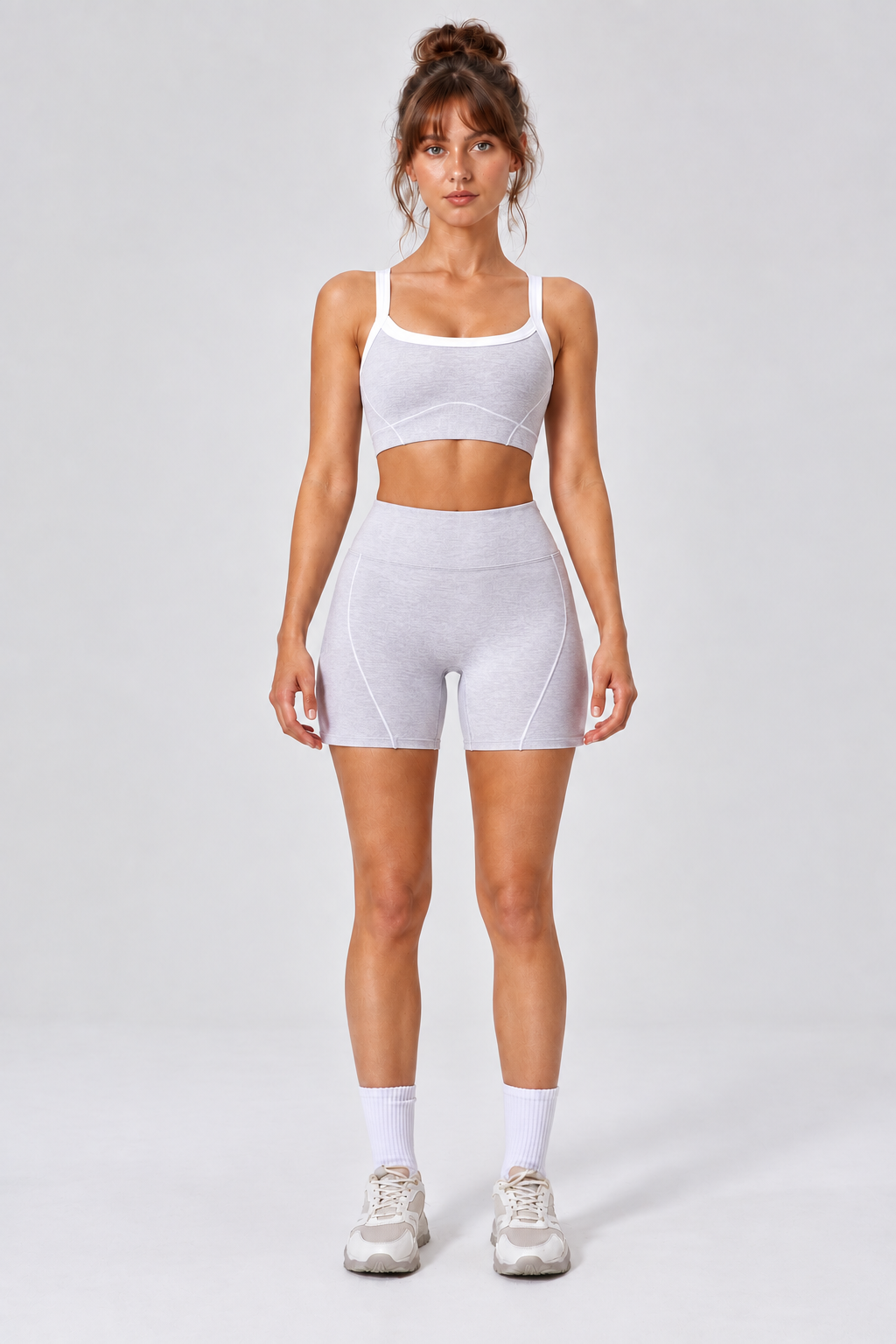 WEARHUB Nylon-Spandex Stretch Active Shorts — White, front view
