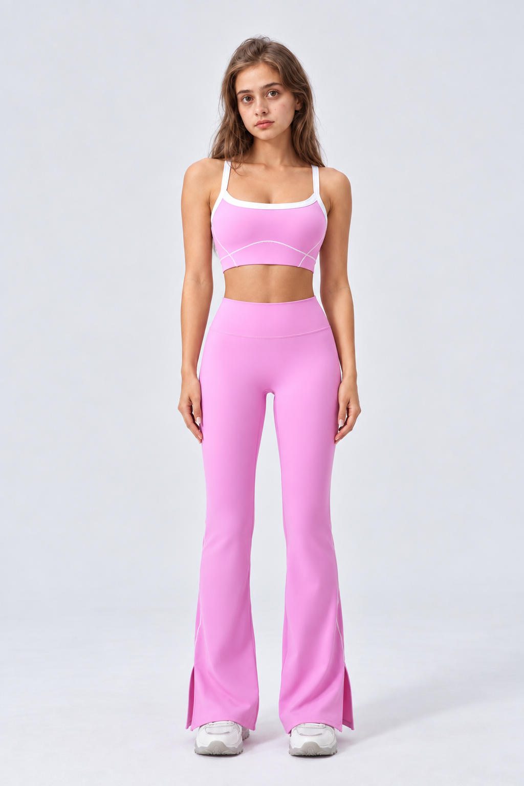 WEARHUB Nylon-Spandex Stretch Active Pants — Pink, front view
