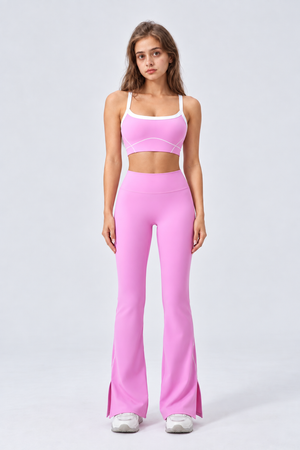 WEARHUB Nylon-Spandex Stretch Active Pants — Pink, front view