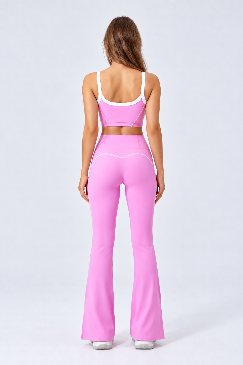 WEARHUB Nylon-Spandex Stretch Active Pants — Pink, back view