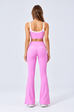 WEARHUB Nylon-Spandex Stretch Active Pants — Pink, back view