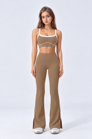 WEARHUB Nylon-Spandex Stretch Active Pants — Khaki, front view