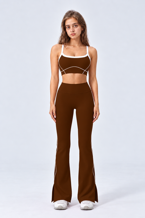 WEARHUB Nylon-Spandex Stretch Active Pants — Dark Brown, front view