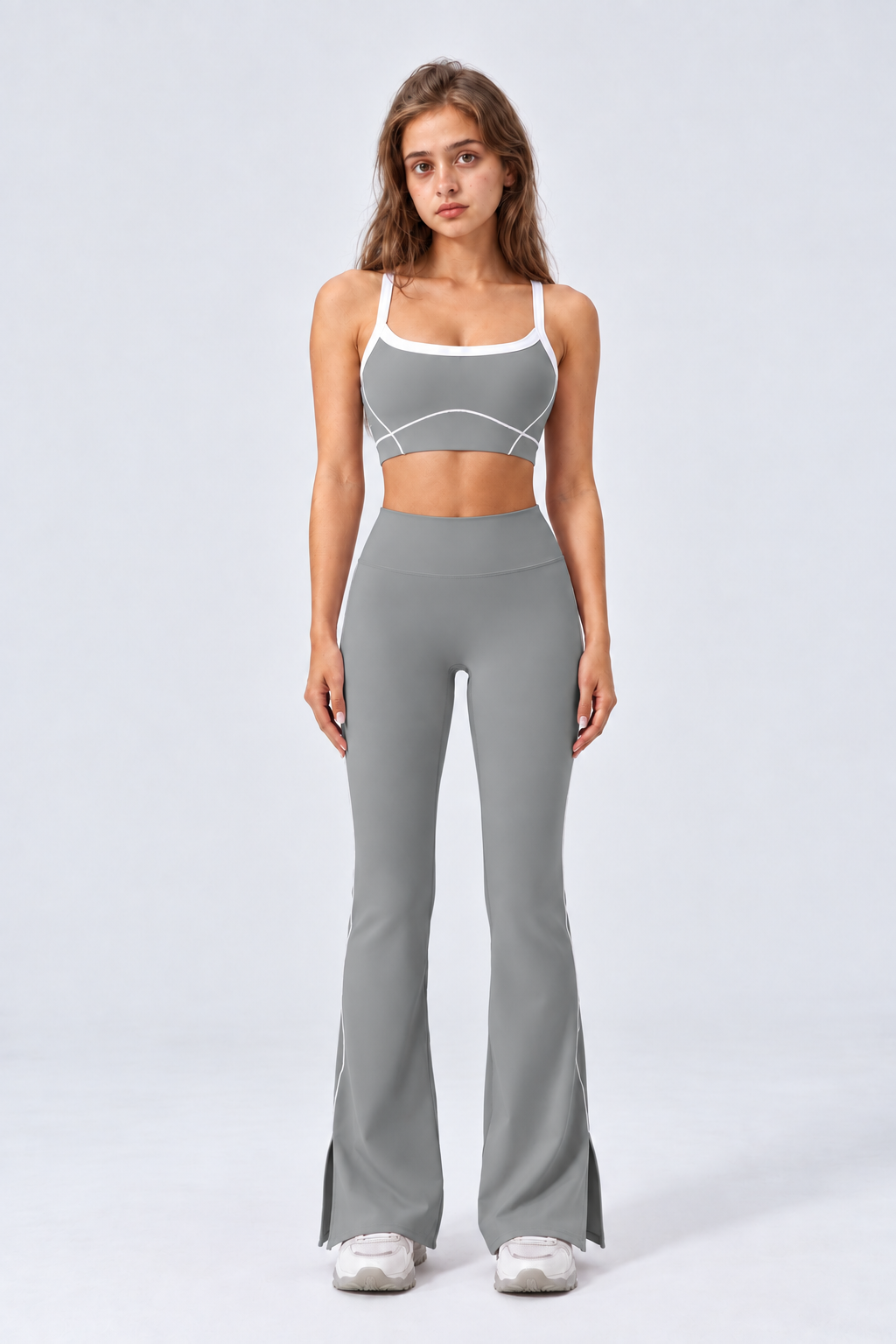 WEARHUB Nylon-Spandex Stretch Active Pants — Heather Grey, front view