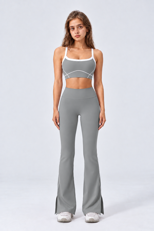 WEARHUB Nylon-Spandex Stretch Active Pants — Heather Grey, front view