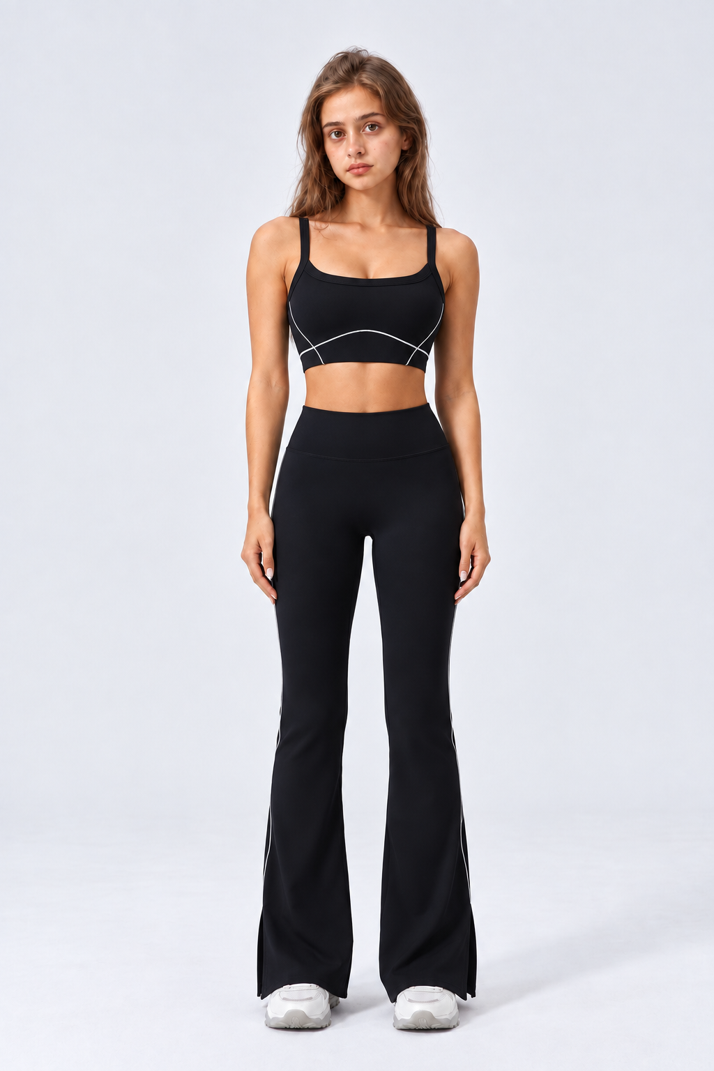 WEARHUB Nylon-Spandex Stretch Active Pants — Black, front view