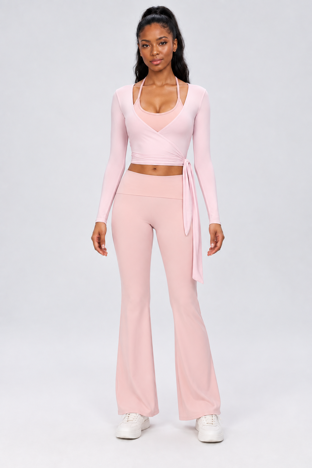WEARHUB Nylon-Spandex Stretch Active Jacket — Nude Pink, front view