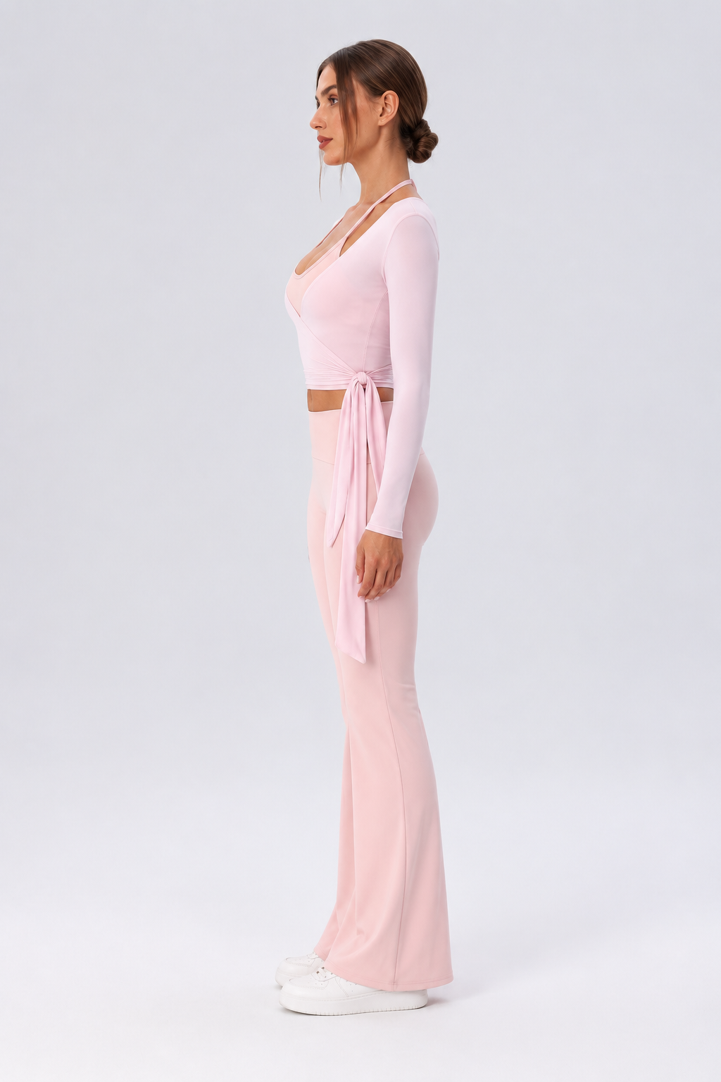 WEARHUB Nylon-Spandex Stretch Active Jacket — Nude Pink, side view