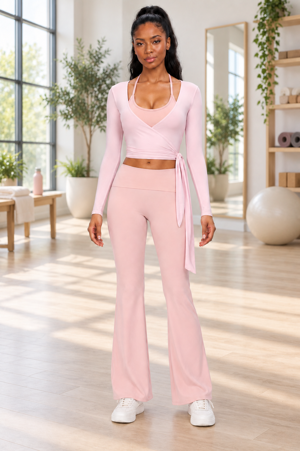 WEARHUB Nylon-Spandex Stretch Active Jacket — Nude Pink, lifestyle view