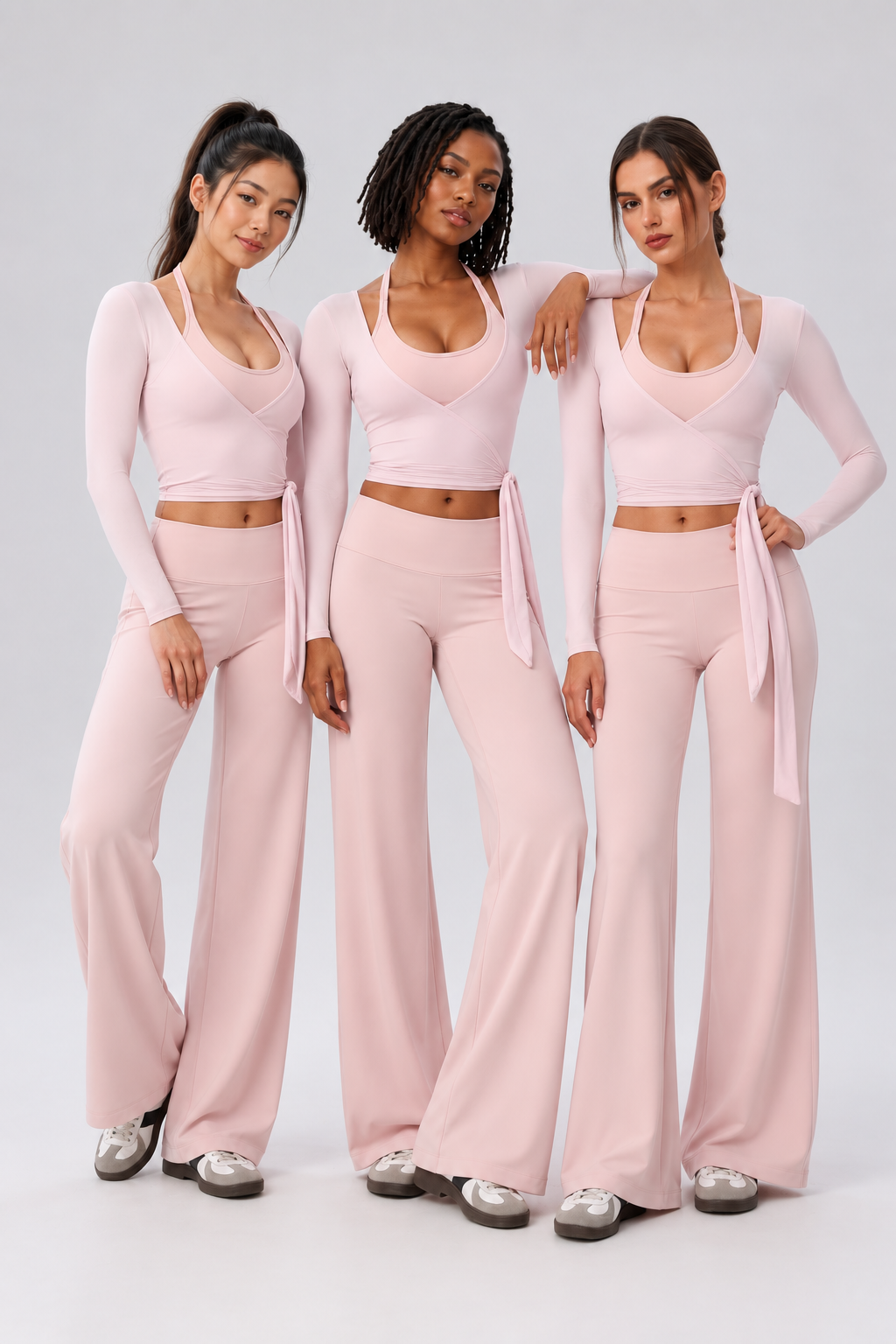 WEARHUB Nylon-Spandex Stretch Active Jacket — Nude Pink, on multiple models