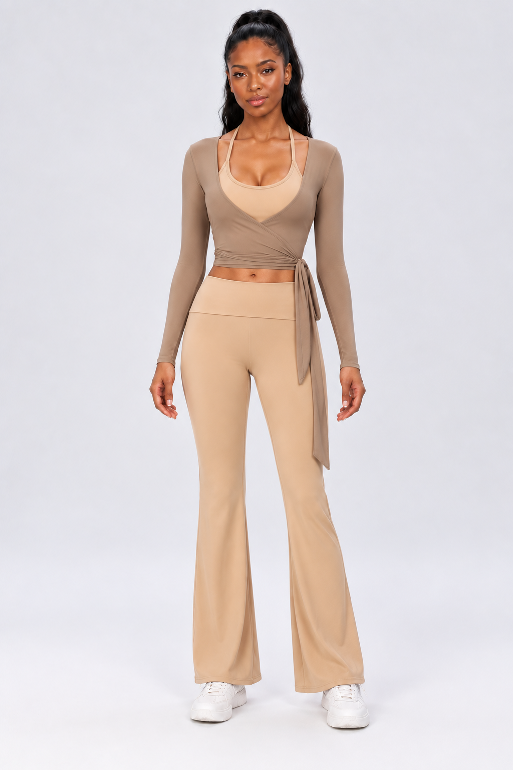 WEARHUB Nylon-Spandex Stretch Active Jacket — Khaki, front view