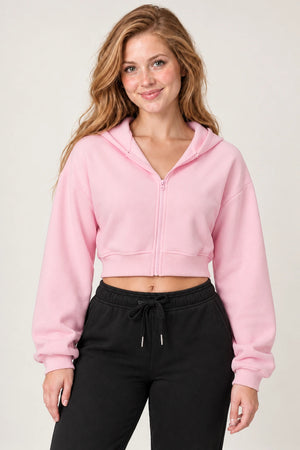 WEARHUB Cotton-Polyester Fleece Active Jacket — WHZ006 — Fallen Blossom Pink, color front view