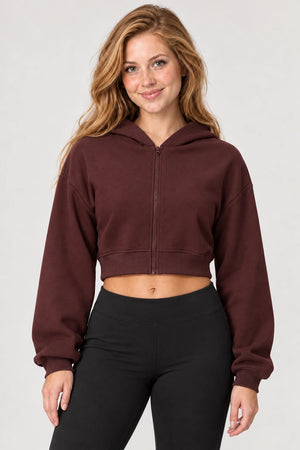 WEARHUB Cotton-Polyester Fleece Active Jacket — WHZ006 — Wine Red, color front view