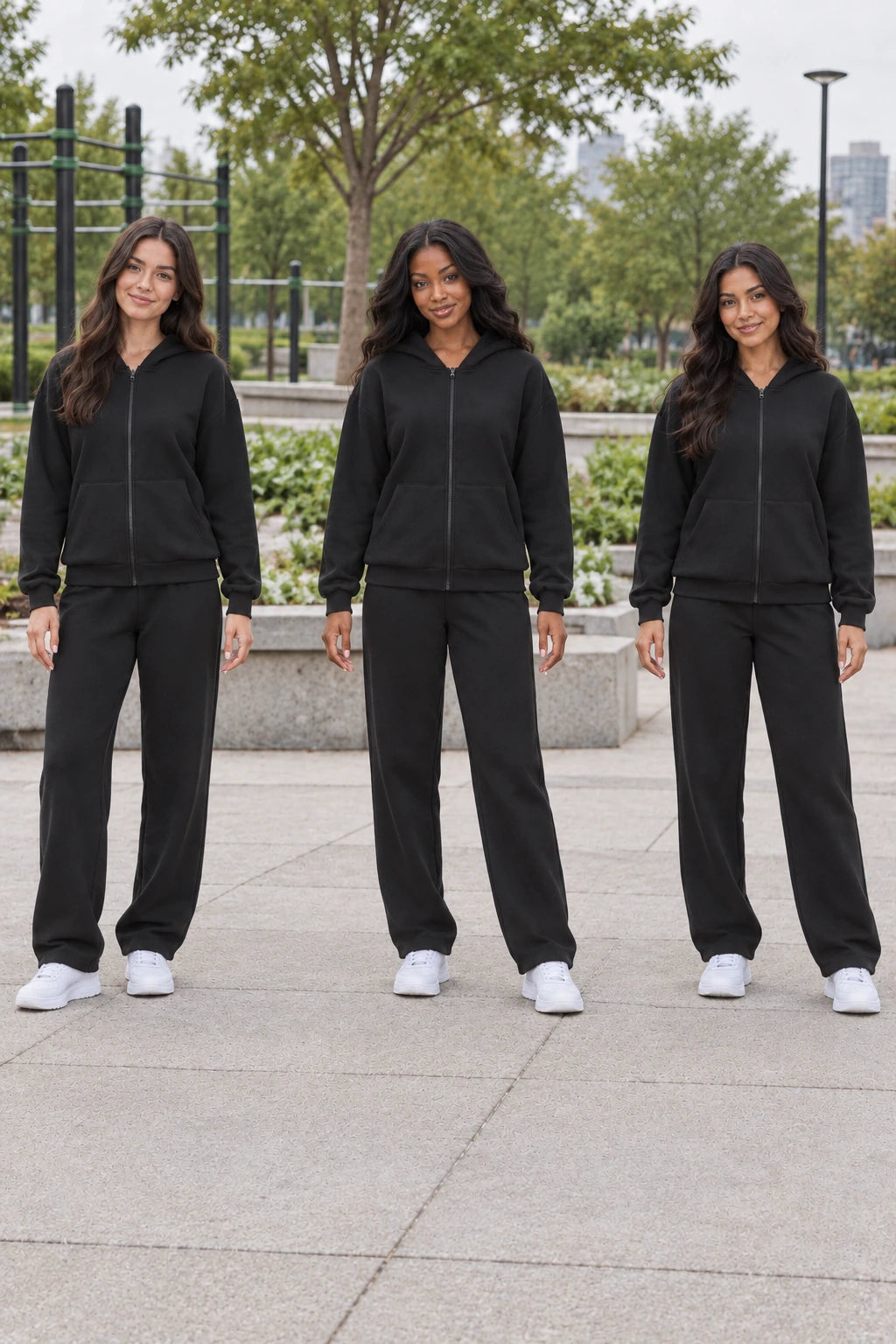 WEARHUB Cotton-Polyester Fleece Active Jacket — WHZ007 — product, multiracial view