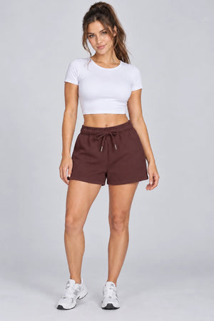 WEARHUB Cotton-Polyester Fleece Sweat Shorts — WHZ008 — Wine Red, color front view