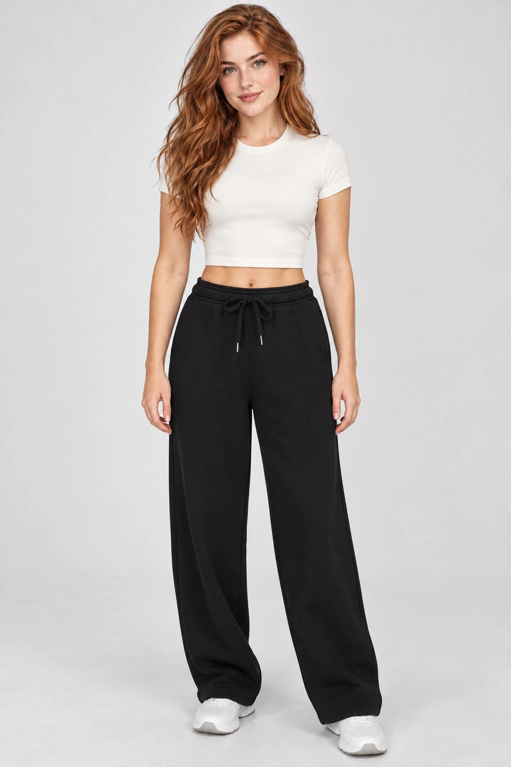 WEARHUB Cotton-Polyester Fleece Sweatpants — WHZ009 — Classic Black, front view