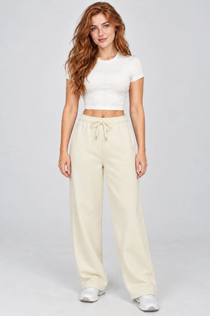 WEARHUB Cotton-Polyester Fleece Sweatpants — WHZ009 — Cream White, color front view