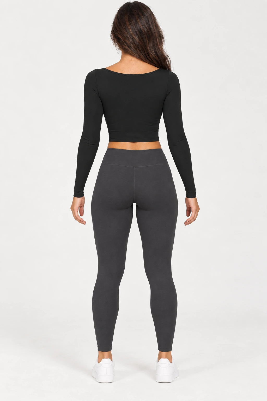 WEARHUB Nylon-Spandex Brushed Long-Sleeve Active Top — WHZ015 — product, back view