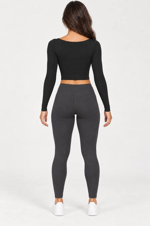 WEARHUB Nylon-Spandex Brushed Long-Sleeve Active Top — WHZ015 — product, back view