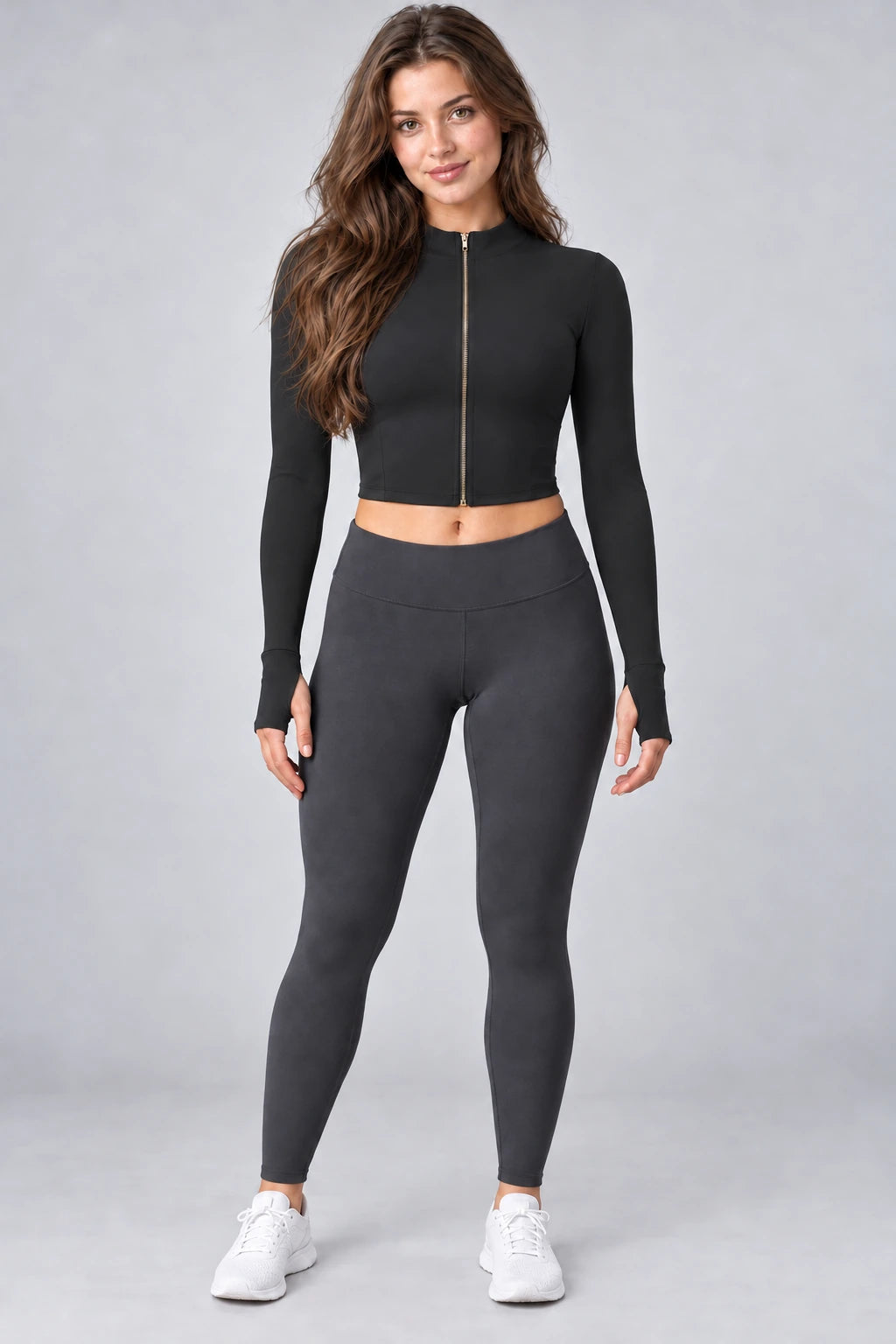 WEARHUB Nylon-Spandex Brushed Active Jacket — WHZ016 — Meteor Black, front view