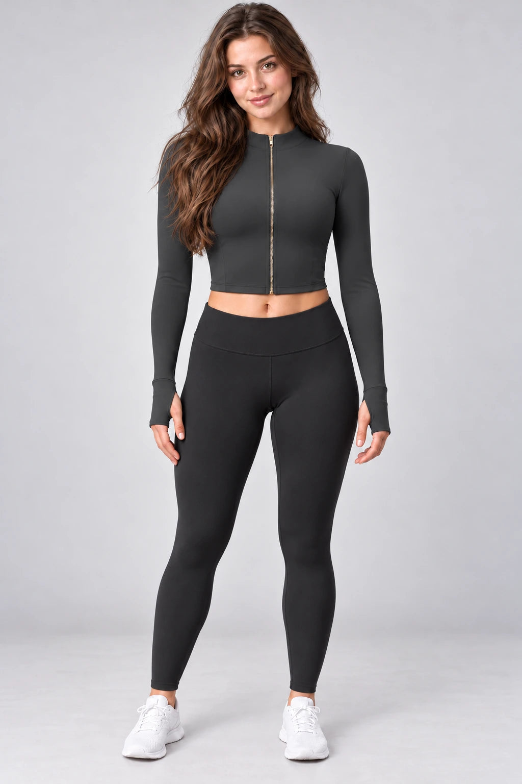WEARHUB Nylon-Spandex Brushed Active Jacket — WHZ016 — Inkstone Grey, color front view