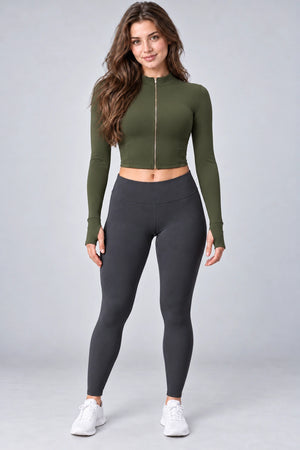 WEARHUB Nylon-Spandex Brushed Active Jacket — WHZ016 — Misty Pine Green, color front view