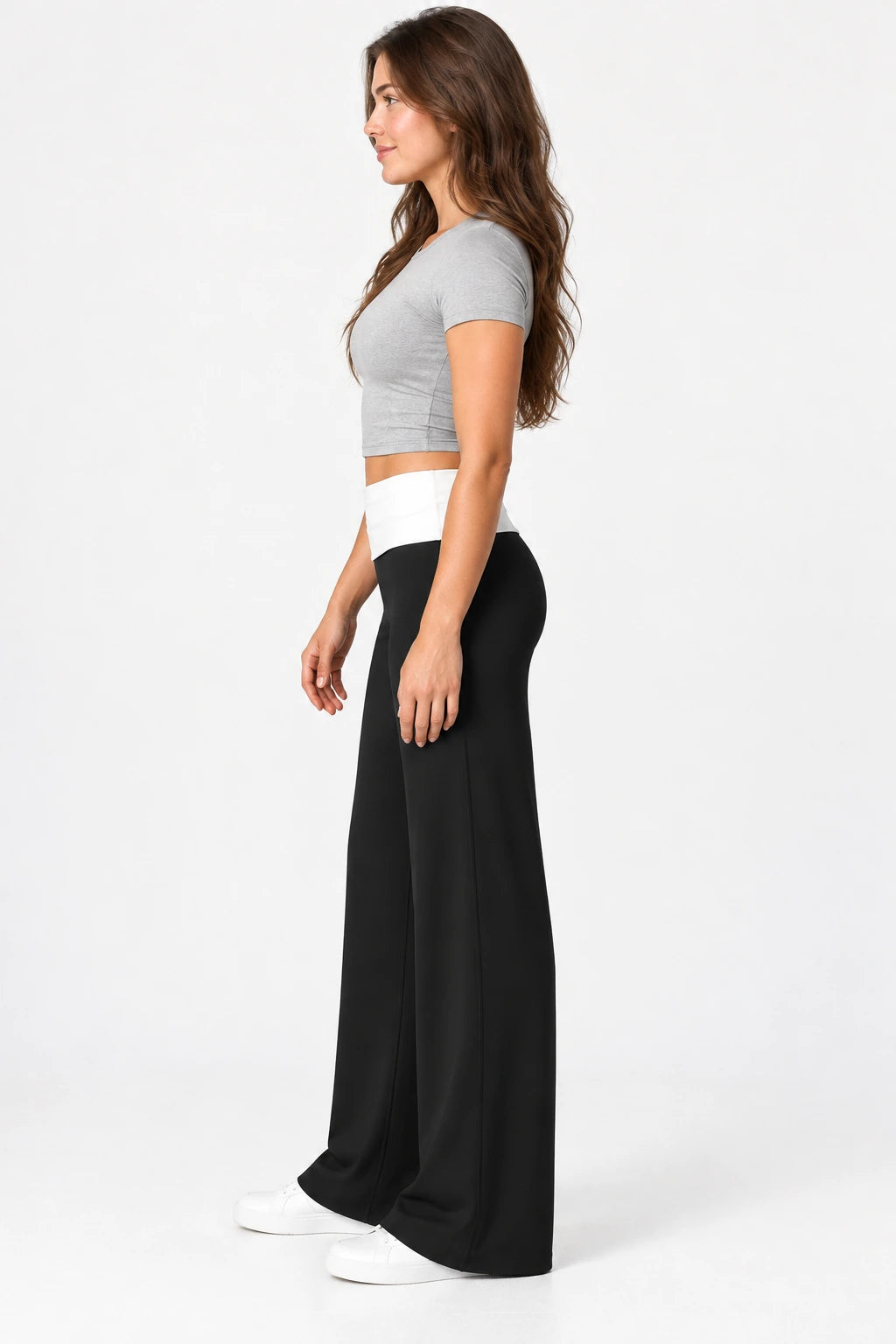 WEARHUB Nylon-Spandex Brushed Wide-Leg Yoga Pants — WHZ017 — product, side view