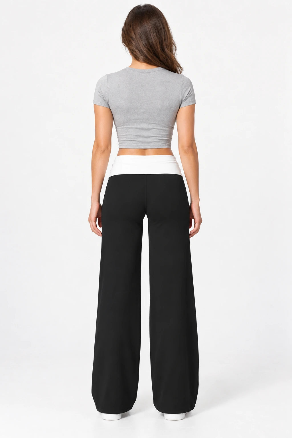 WEARHUB Nylon-Spandex Brushed Wide-Leg Yoga Pants — WHZ017 — product, back view