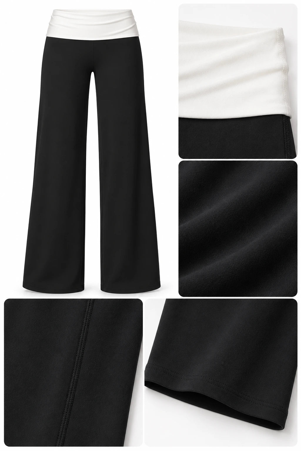 WEARHUB Nylon-Spandex Brushed Wide-Leg Yoga Pants — WHZ017 — product, details view