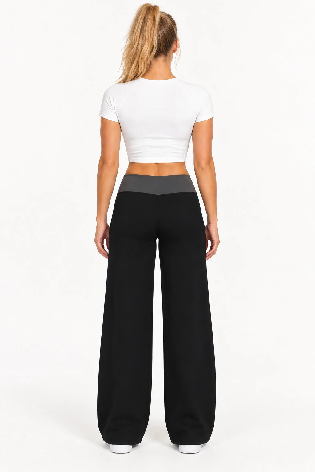 WEARHUB Nylon-Spandex Brushed Wide-Leg Yoga Pants — WHZ019 — product, back view